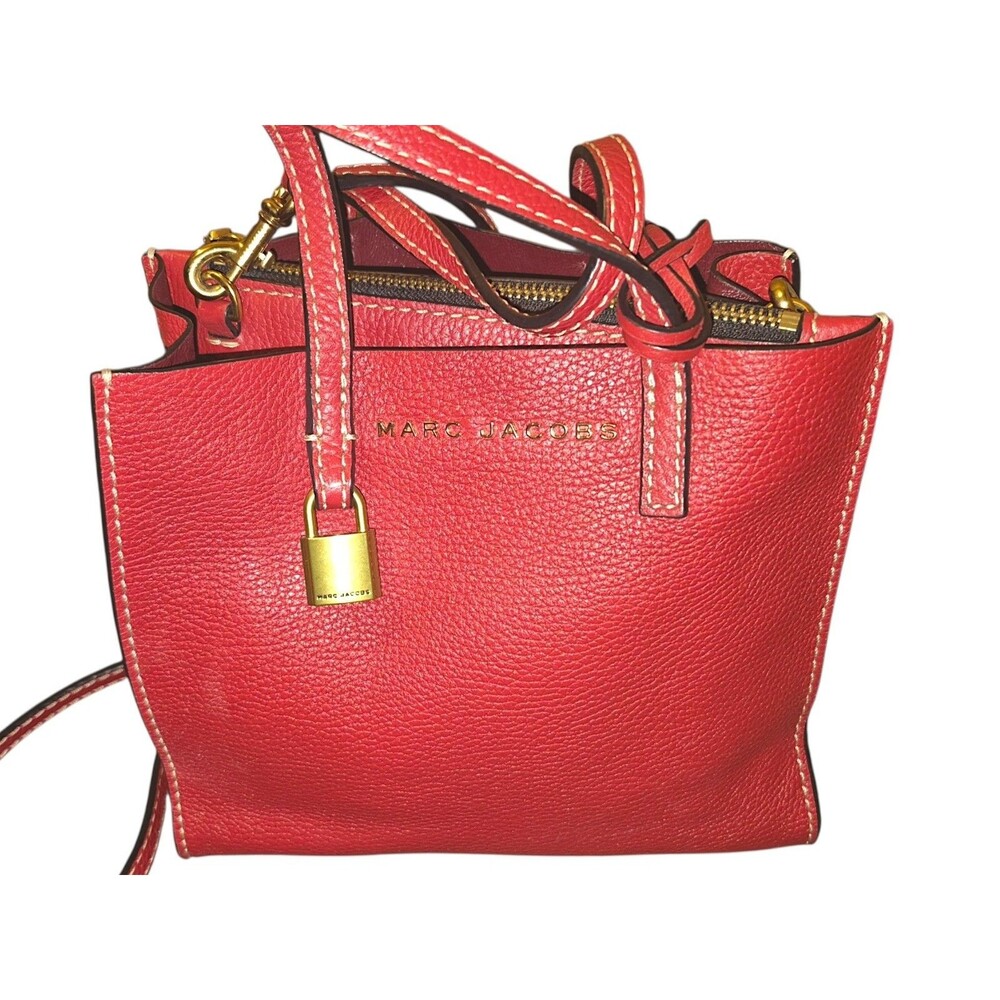 MARC JACOBS M0015685 MINI GRIND POMEGRANATE RED GOLD HARDWARE WOMENS SMALL TOTE